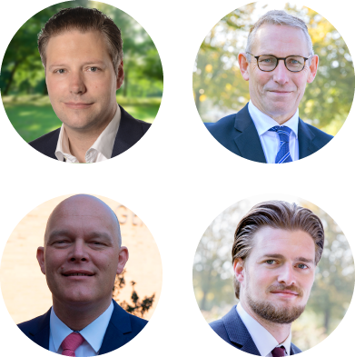 Wethouders Dennis Bouwman, Jan Schipper, Jan Batelaan en Erjen Derks.